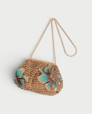 LORAVIE Floral Woven Chain Crossbody Bag