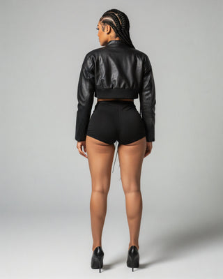 MARTA Cropped Faux Leather Jacket