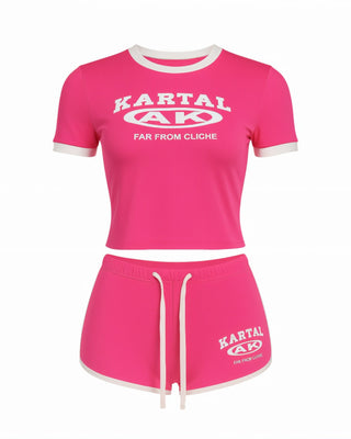 MERRYN Graphic Print Crop Top & Shorts Set