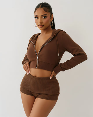 NARYA Cropped Hoodie & Mini Short Set