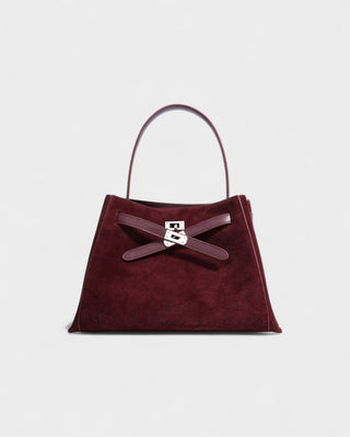 SOLARA Faux Suede Buckle Strap Tote Bag