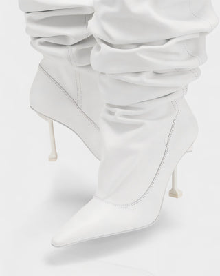 BELLARA Faux Leather Slouchy Pointed Toe Stiletto Boots