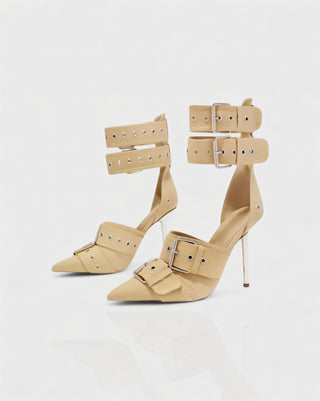 MARILYN Buckle Strap Pointed-Toe Stiletto Heels
