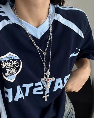 CAELIA Cross Gemstone Necklace