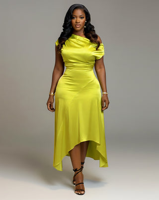 LOVISA Off-Shoulder Draped Asymmetrical Midi Dress