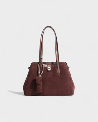 ORLINA Faux Suede Tote with Top Turn-Lock