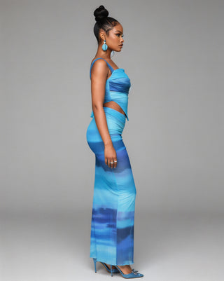 RELIA Ombre Cutout Lace-Up Top & Maxi Skirt Set