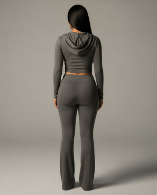 RAINY Zip-Up Hoodie and Flare Pants Set