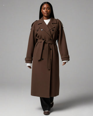 HATICE Belted Wool Trench Coat