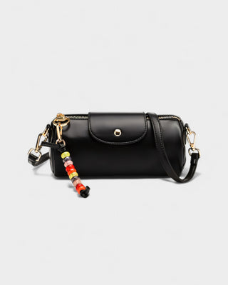 MIRNA Cylinder Bag with Beaded Charm Strap