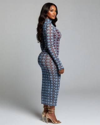 MALINA Turtleneck Long Sleeve Midi Dress