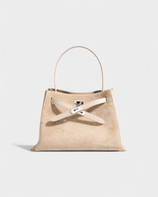 SOLARA Faux Suede Buckle Strap Tote Bag