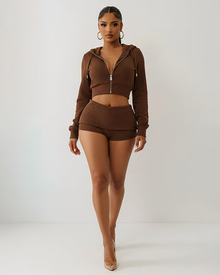 NARYA Cropped Hoodie & Mini Short Set