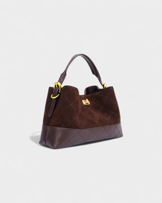 ELVIERA Quilted Faux Suede Handle Bag