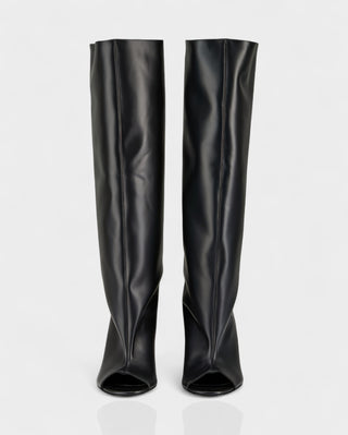 HELIRA Peep Toe Wedge Knee High Boots
