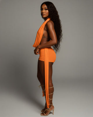 AVERILL Halter Top & Side Draped Shorts Set