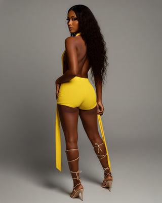 AVERILL Halter Top & Side Draped Shorts Set