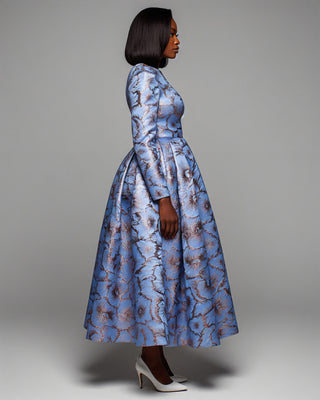 MIRASOL Long Sleeve Pleated Midi Dress