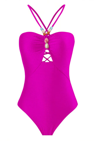 LOTTIE Beaded One-Piece Swimsuit & Tie Maxi Skirt Set