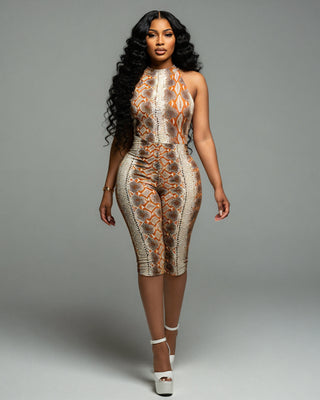 RHEA Snakeskin Pattern Jumpsuit