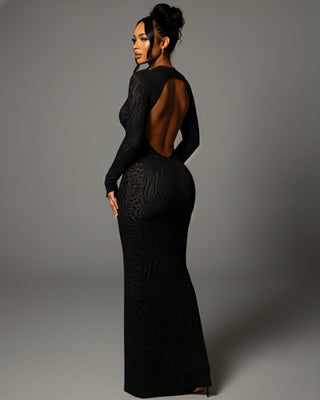 ASHLEY Mesh Open Back Maxi Dress