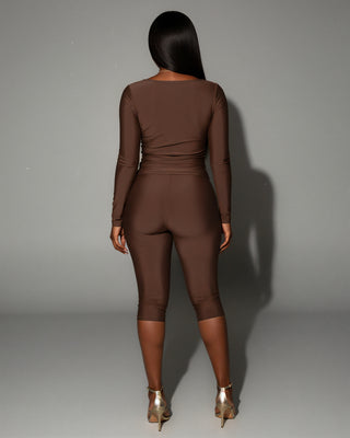 ASANA Asymmetrical Long Sleeve Top & Capri Pants Set