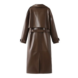 PAMOLA Faux Leather Trench Coat