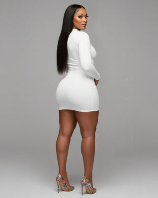 SAYLA Cutout High-Neck Long-Sleeve Mini Dress