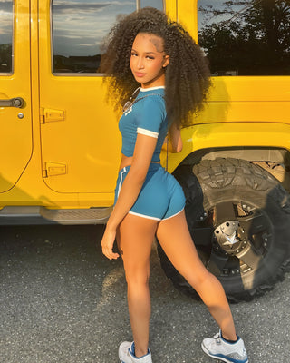 MERRYN Graphic Print Crop Top & Shorts Set