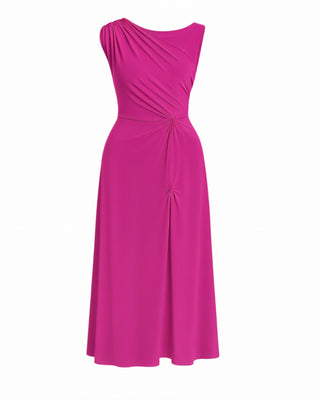 MIREN One-Shoulder Draped High Slit Maxi Dress