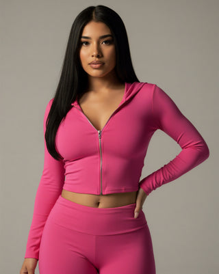 RAINY Zip-Up Hoodie and Flare Pants Set