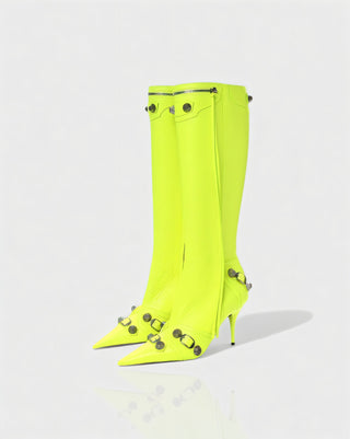 WENA Studded Pointed Toe Knee-High Boots