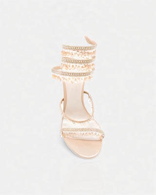 ALYRA Rhinestone Tassel Ankle-Wrap High Heels