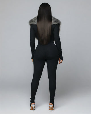 Mono acanalado con cuello de piel sintética VARINA