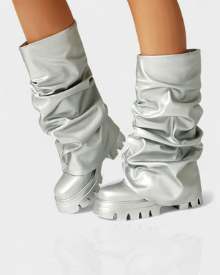 CRISTINA Slouchy Platform Mid-Calf Boots