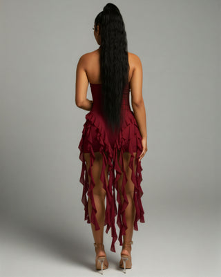 SANAI Ruffle Trim Mini Dress