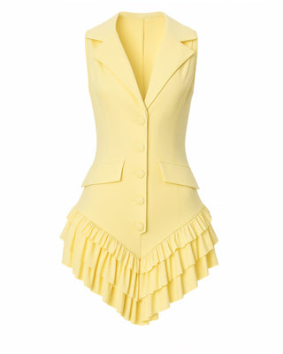 NIVARA Tailored Ruffle-Trim Tuxedo Romper