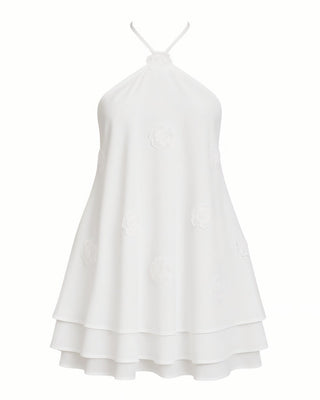 EMELIYA 3D Flower Halter Mini dress