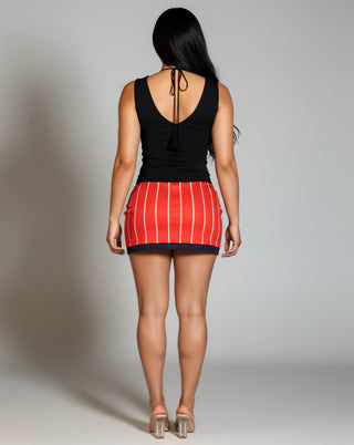 CERISSE Sporty Graphic Print Top & Side Lace-Up Skirt Set