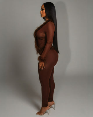 EMERY Faux Feather Trim Two-Piece Set