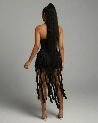 SANAI Ruffle Trim Mini Dress