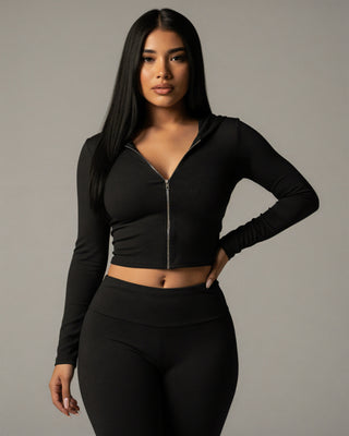 RAINY Zip-Up Hoodie and Flare Pants Set