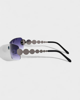 AMORA Circle Embellished Rimless Shield Sunglasses