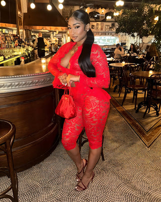 ANYA Lace Ruffle Top & Capri Pants Set