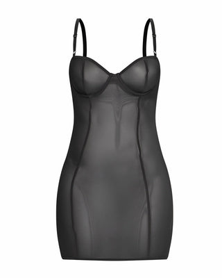 cami for low cut dress CAROLINA Sheer Mesh Low Cut Cami Mini Dress - L - Women's Fashion